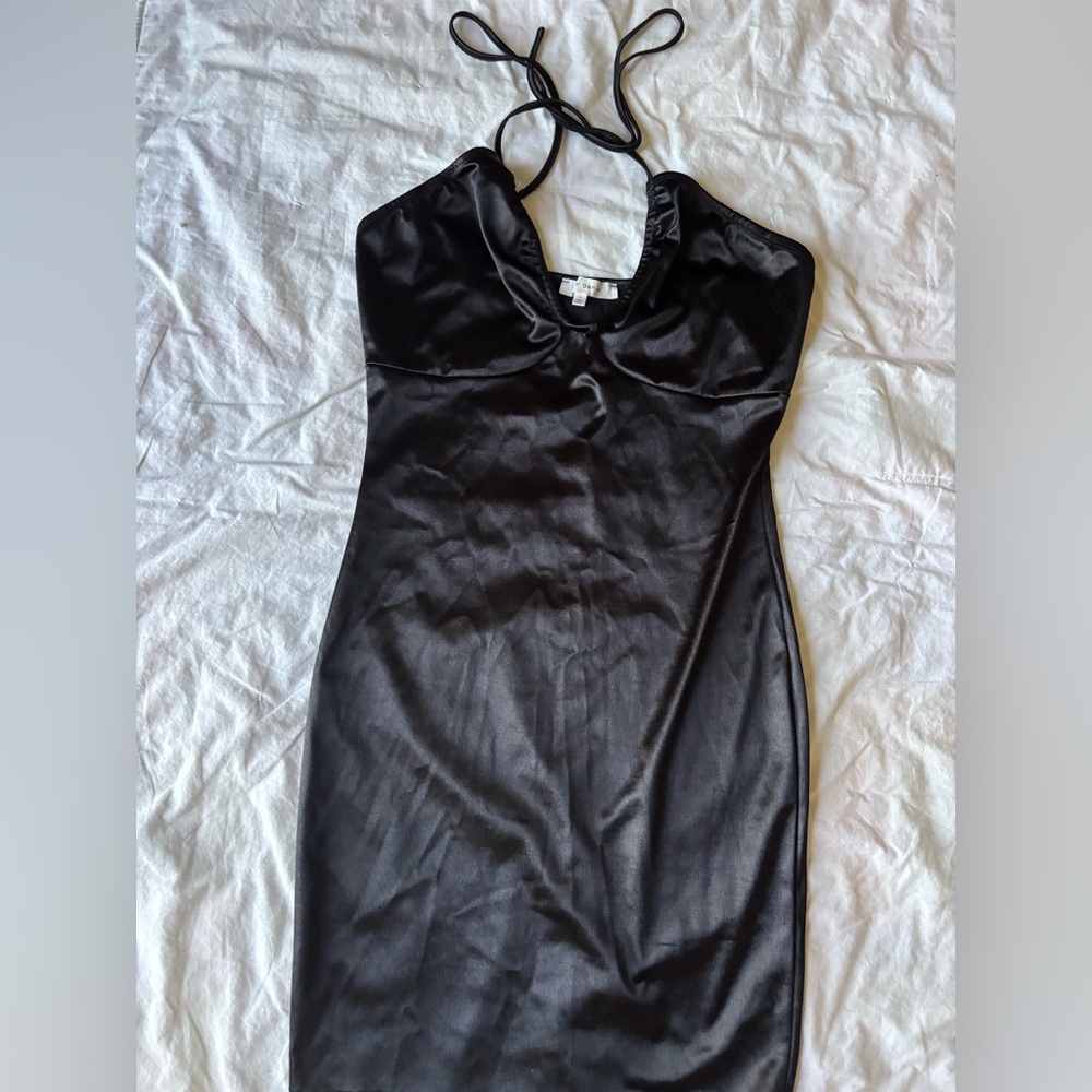 Bear Dance Black Halter Slip Dress